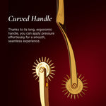 Gold pinwheel with curved handle for a smooth and seamless experience