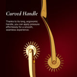 Gold pinwheel with curved handle for a smooth and seamless experience