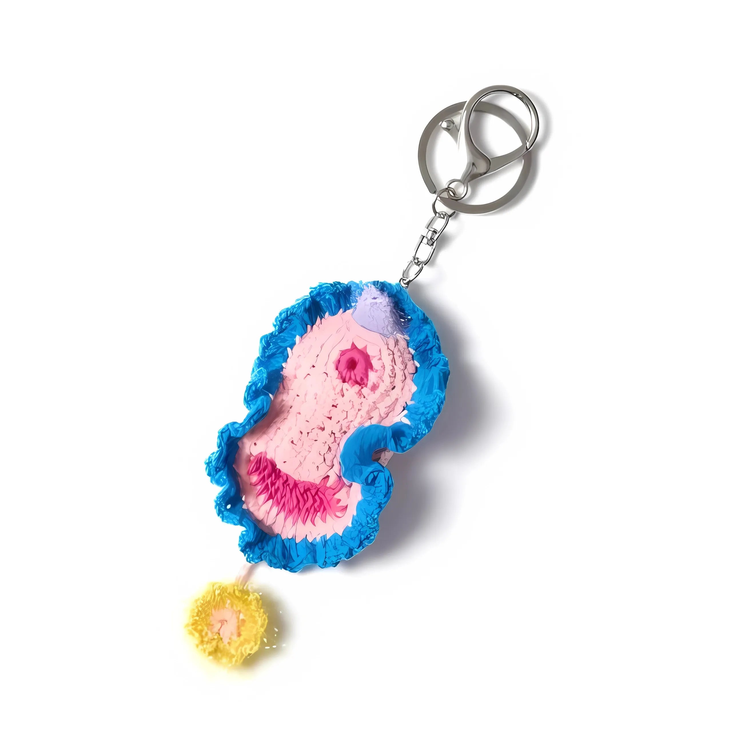 OSUGA Colorful Vulva keychain with a pink and blue design for bag or luggage