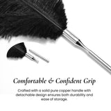 OSUGA feather ticklers Duster brush with black bristles and silver handle for a smooth and comfortable control