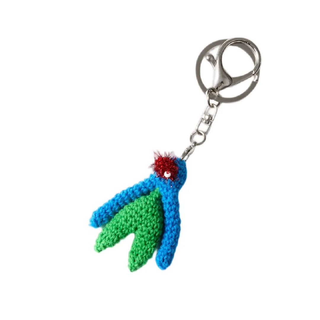OSUGA Colorful Clitoral keychain with blue and green feathers