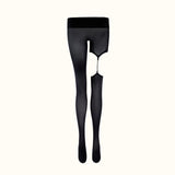 Black Garter Tights with Rhinestone Chain OSUGA
