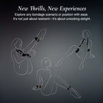 Illustrations of people in various bondage scenarios and position with ease