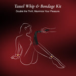 tassel whip and bondage kit with a silhouette of a woman 
