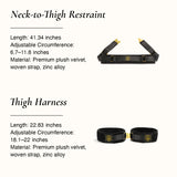 OSUGA Neck-to-Thigh Restraint and Thigh Harness with product details and dimension