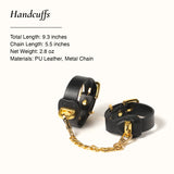Black handcuffs with gold chains size and dimension