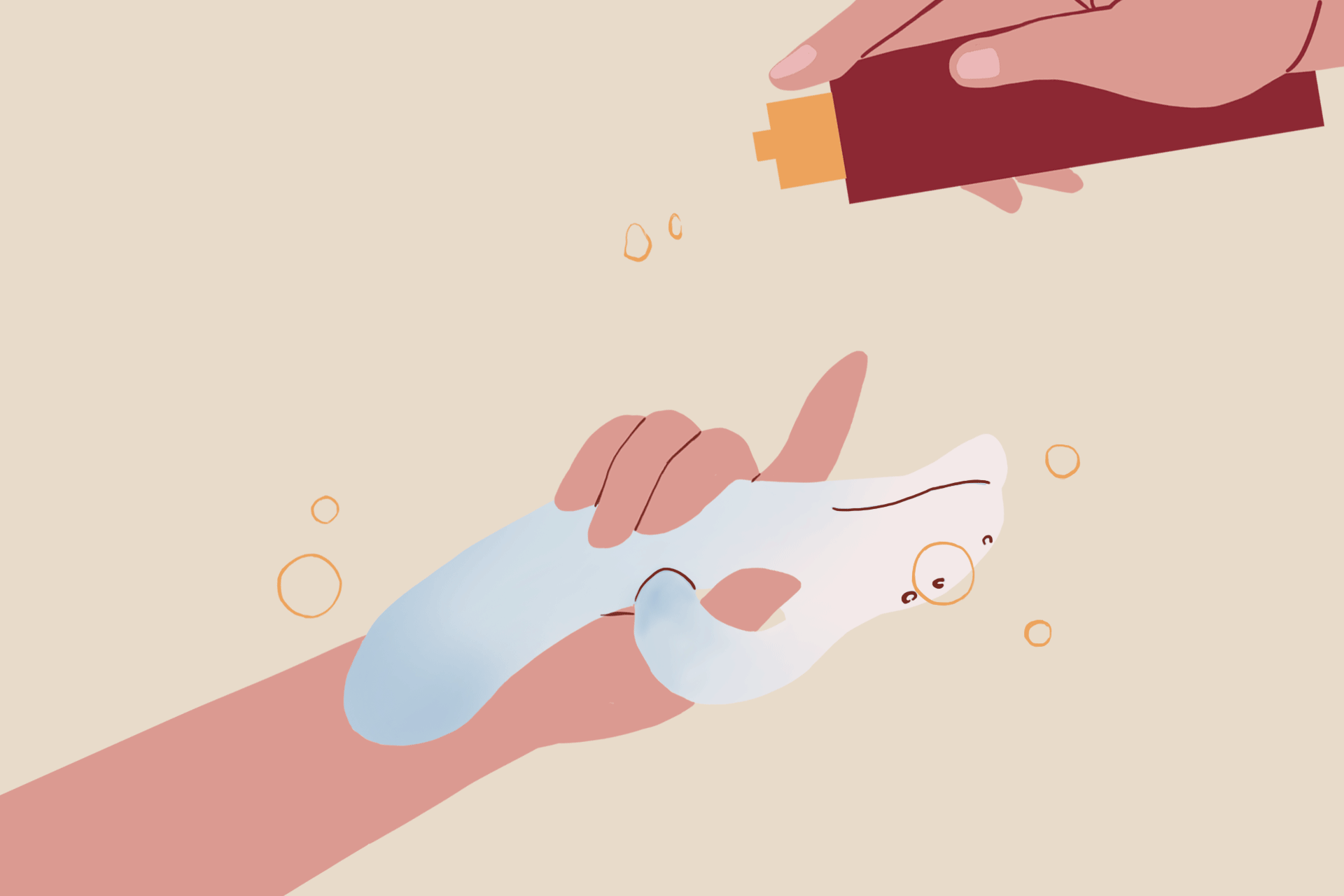 Rinse Osurging with water and add the water-based lube
