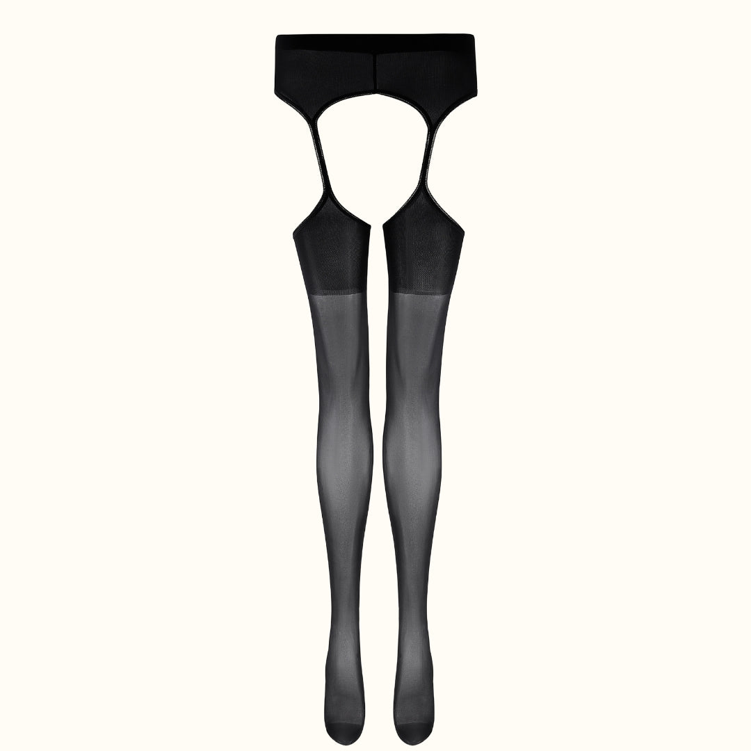 OSUGA Black sheer Top Thigh-High Stockings