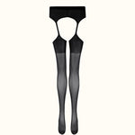 OSUGA Black sheer Top Thigh-High Stockings