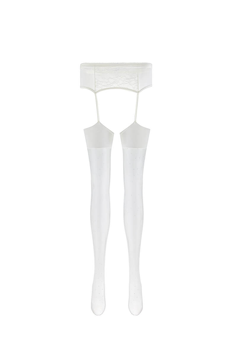 Black Garterbelt Thigh-High Stockings With Lace Top