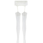 Black Garterbelt Thigh-High Stockings With Lace Top