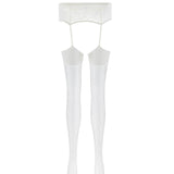 Black Garterbelt Thigh-High Stockings With Lace Top