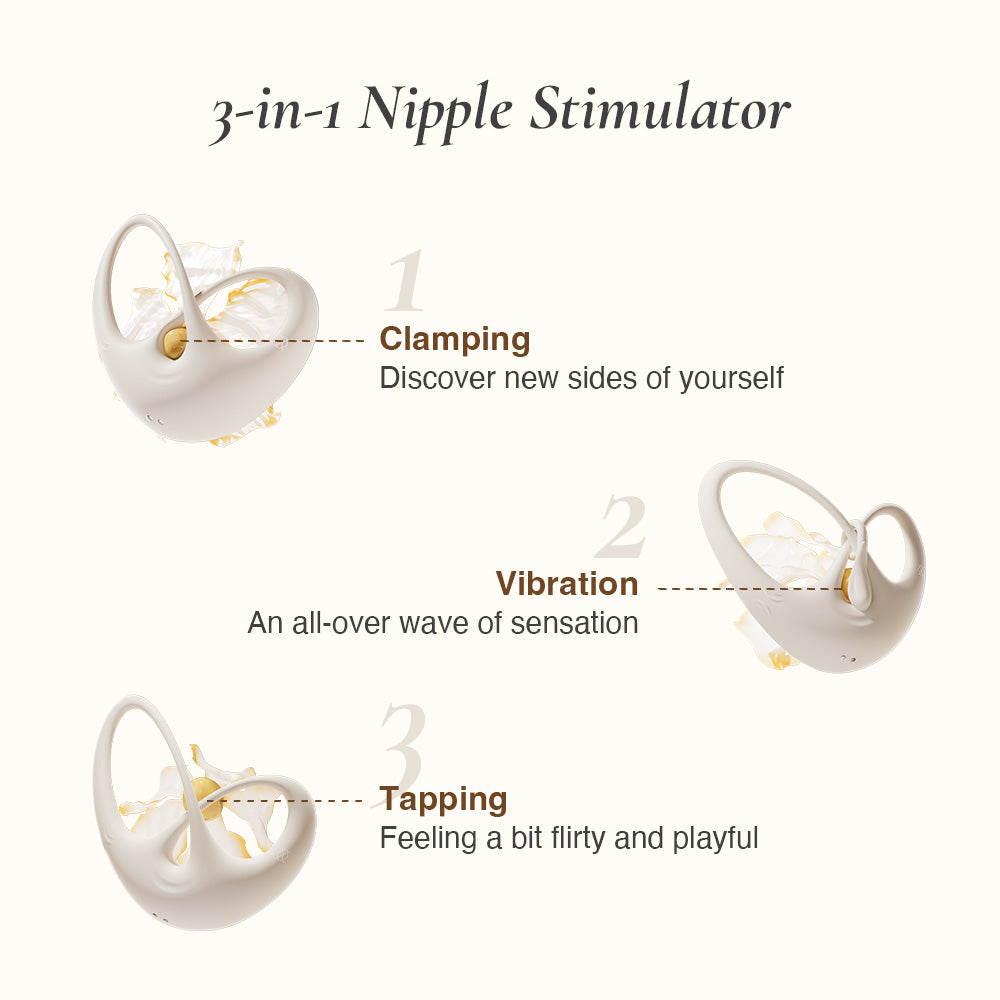 Osuga Papillon 3-in-1 Nipple Stimulator with clamping, vibration, and tapping functions