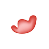 Red abstract shape on a white background