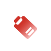 Red icon resembling a book with a bookmark on a white background