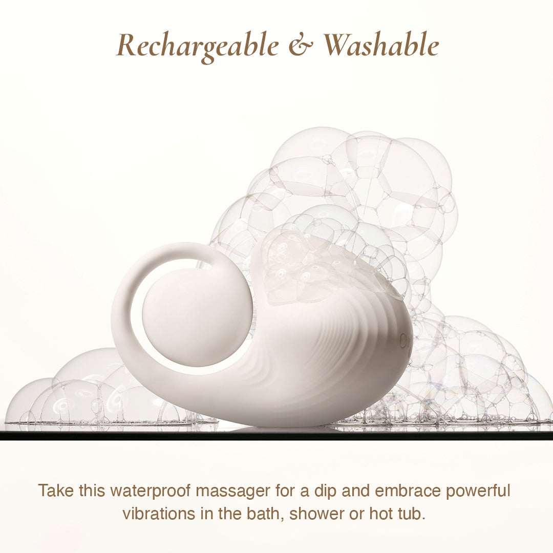 White waterproof grinding and humping massager with rechargeable and waterproof features