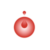 Red blood drop icon on a white background