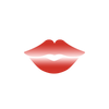 Red lips graphic on a white background